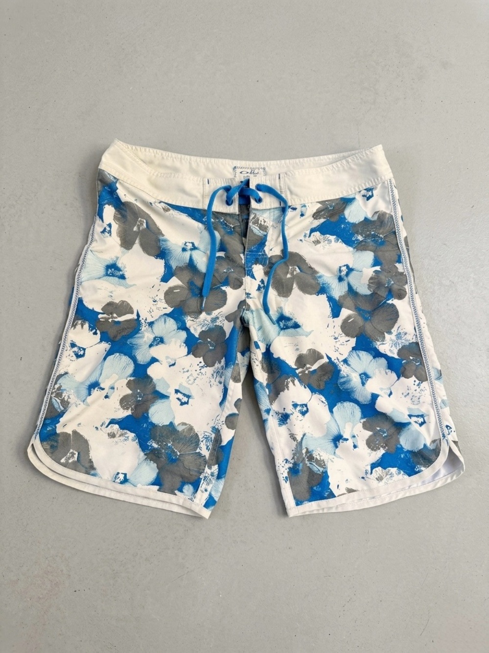 Oakley Floral Athletic Swim Shorts - White, Blue & Gray